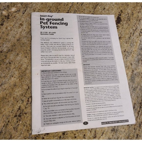 Innotek Dog Innotek Smart Dog In Ground Pet Fence Manual Sd20